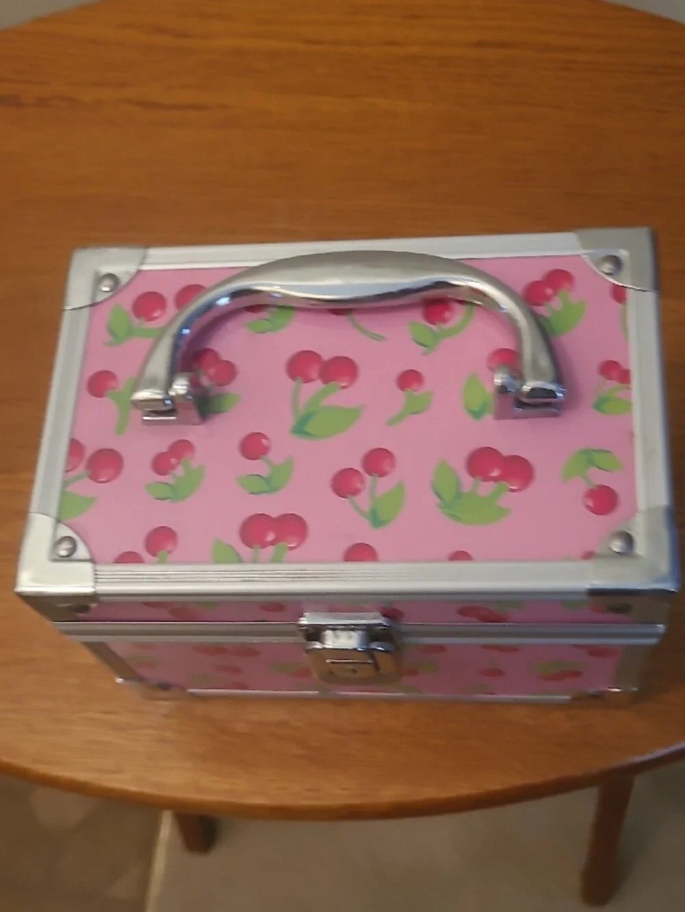 Pink Cherry Print Jewelry Case